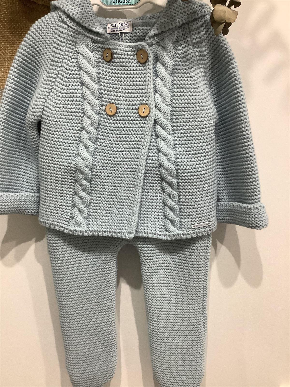 Conjunto polaina y chaqueta punto San Francisco celeste empolvado